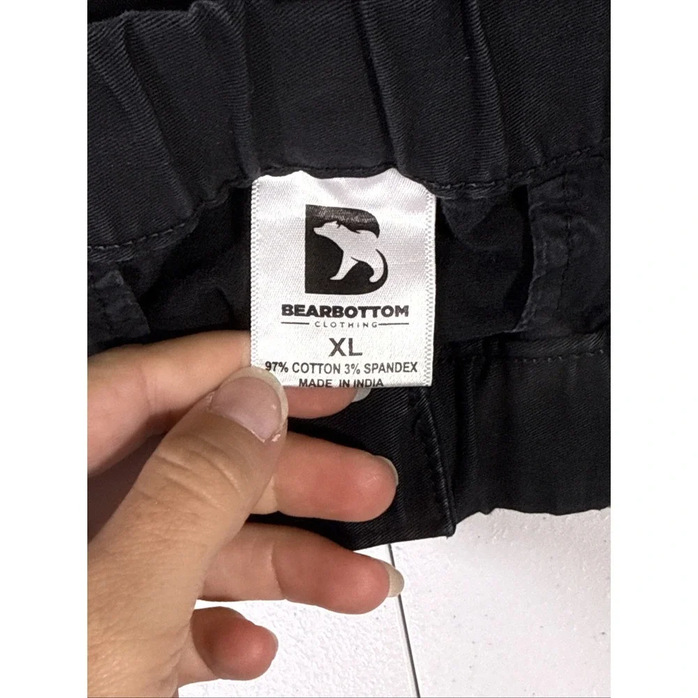 Bearbottom Pants Mens Size Extra Large Black‎ Tapered Leg Stretch Chino Preppy